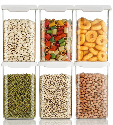 SKYHEART Plastic Grocery Container  - 1200(Pack of 6, White)