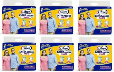 LIFREE Extra Absorb Pants- Extra Large-(10 Pieces) (Pack of 6) XL-(60 Pieces) Unisex Adult Diaper. Adult Diapers - XL(60 Pieces)