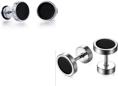 Karishma Kreations Mens Earring & Women Earring Fashion Multi jewellery Valentine Platinum Black Blue Golden Silver Surgical Plug Hoop Ear piercing Studs stainless Steel Jewelry Stylish Fancy Party wear casual High Gold Polish Daily use simple Magnet non Pierced Round pressing Dumbell Multicolor pre