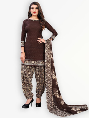 Jevi Prints Crepe Floral Print Kurta & Patiyala Material