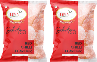DNV Natural Red Chilli Flavour Sabudana Papad 140gm | Gluten Free | Fasting Friendly | Tapioca Papad | Sago Papad, Pack of 2 Masala Papad (Pack of 2)(140 g)