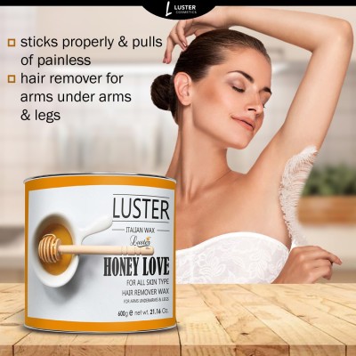 Luster Honey Love Hair Removal Hot Wax, Full Body Wax, Quick & Easy Hair Removal Wax(600 g)