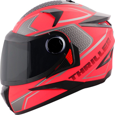 Steelbird SBH-17 Thriller ISI Certified Full Face Graphic Helmet Motorbike Helmet(Glossy Fluo Watermelon with Smoke Visor)