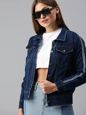 VOXATI 3/4th Sleeve Washed Women Denim Jacket