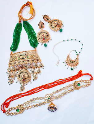 NIKYANKA Brass Gold-plated Gold, Green Jewellery Set(Pack of 1)