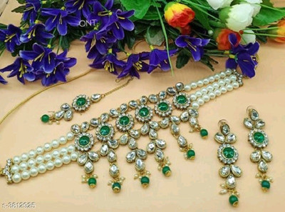 catalyst venture Alloy Gold-plated Green Jewellery Set(Pack of 1)