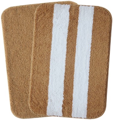 NISHOMES Microfiber Bathroom Mat(Light Brown, Medium, Pack of 2)