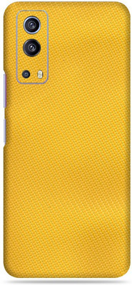 Mclaxa Yellow Carbon Fibre skin Mclaxa Vivo Z 3 mobile back, Vivo Z 3 Mobile Skin(Yellow Carbon Fibre Skin With Super Matte Finish)