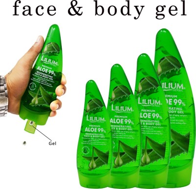 LILIUM Regenerating Aloe Vera Face & Body Gel, 120ml Each, Pack Of 4(120 ml)