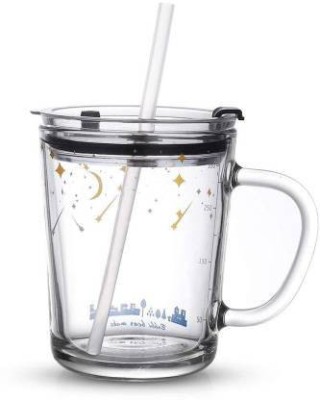 SPIRITUAL HOUSE Random Mason Jar with Lid and Straw, Drink For Milk, Tea, Coffee, Juice, Thick Shake Glass Measuring Jar Glass Tumbler (350 ml) Glass Coffee Mug(350 ml)