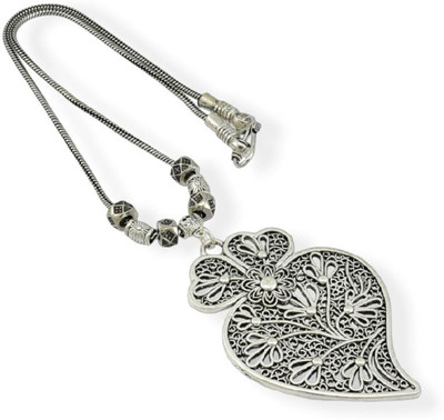 HIGH TRENDZ Oxodised Silver Metal Gypsy Style Statement Chain Pendant Silver Alloy Pendant Set