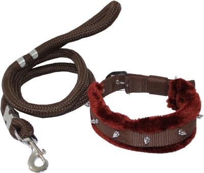 Petshop7 Dog Collar & Leash(Large, Brown)