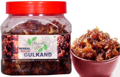 Natural Diet Premium Quality Natural Herbal Gulab Gulkand with Kesar & Elaichi (400 grams) Mixed Gulkand(400 g)