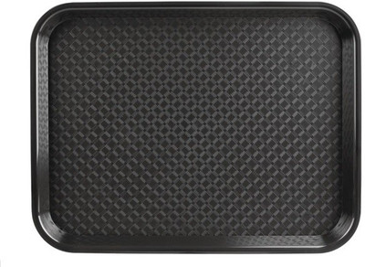 Kanha Serving Plastic Tray 14 X 11 Inches Rectangular Unbreakable Serving Trays for Kitchen (Pack of 1) BLACK Tray