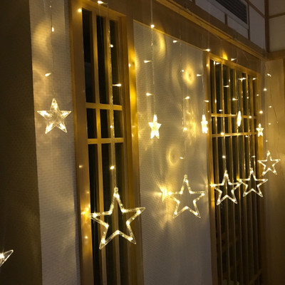 Rapri 124 LEDs 3.12 m Yellow Flickering, Steady Star Rice Lights(Pack of 1)