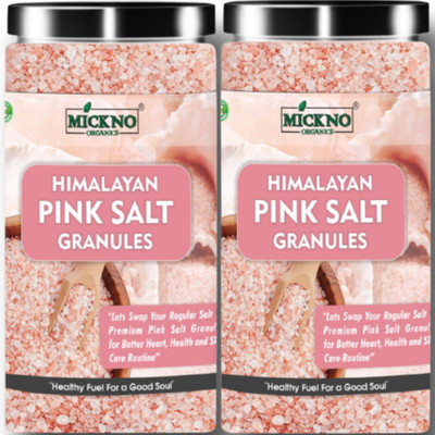 mickno organics 1 Kg Premium Himalayan Pink Rock Salt Granules Organic for weight loss (Imported) Pink Salt Granules for Bath & Cooking Himalayan Pink Salt(1 kg, Pack of 2)