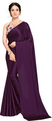 ANANT DESIGNER STUDIO Solid/Plain Bollywood Satin Saree(Purple)