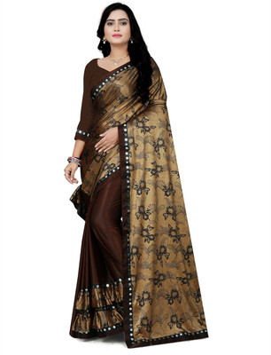RADHEYUB Self Design Daily Wear Lycra Blend Saree(Brown)