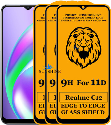 SUNSHINE Tempered Glass Guard for Edge To Edge Tempered Glass for REALME C12(Pack of 3)