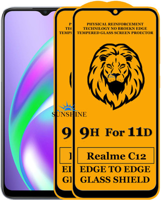 SUNSHINE Edge To Edge Tempered Glass for Realme C12(Pack of 2)
