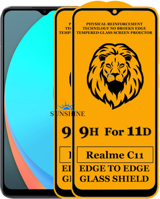 SUNSHINE Edge To Edge Tempered Glass for Realme C11(Pack of 2)