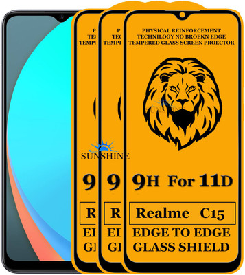 SUNSHINE Edge To Edge Tempered Glass for Realme C15(Pack of 3)