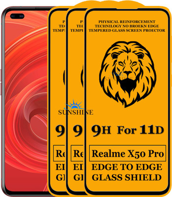SUNSHINE Edge To Edge Tempered Glass for Realme X50 Pro(Pack of 3)