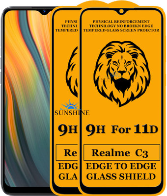 SUNSHINE Edge To Edge Tempered Glass for Realme C3(Pack of 2)