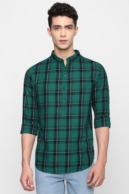 FOREVER 21 Men Checkered Casual Green Shirt