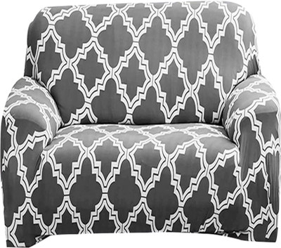 HOUSE OF QUIRK Polyester Abstract 3 Seater Sofa Cover(Grey Pack of 1)