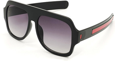 BAJERO Retro Square Sunglasses(For Men & Women, Black)