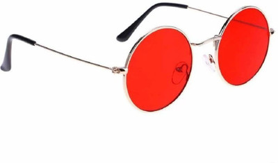 dhanak Round Sunglasses(For Men & Women, Red)