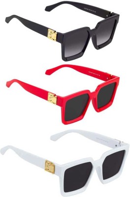 Online Mantra Rectangular Sunglasses(For Boys & Girls, Black)