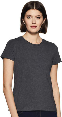 COLOR CAPITAL Solid Women Round Neck Grey T-Shirt