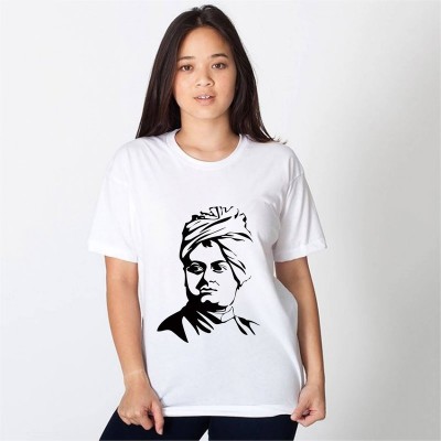 HamsaMART.com Printed Women Round Neck White T-Shirt