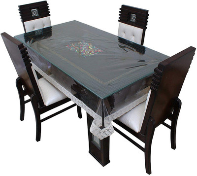 Casanest Plaid 4 Seater Table Cover(Transparent, Plastic)