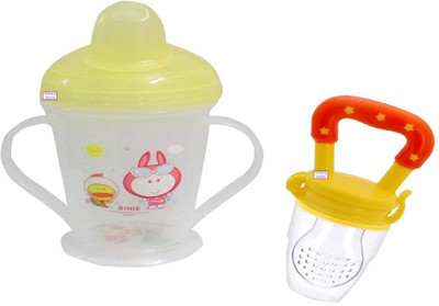 TINNY TOTS Baby Soother With Sipper Bottle Teether and Feeder(Yellow)