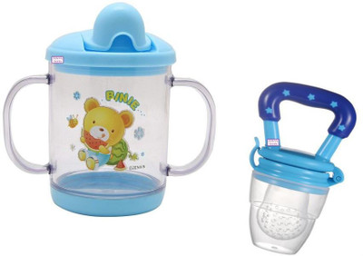 TINNY TOTS Baby Soother With Sipper Bottle Teether and Feeder(Dark Blue)
