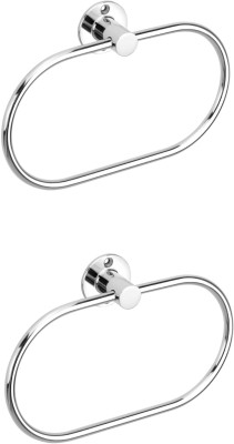 kanjal High Grade Stainless Steel Towel Ring Napkin Stand Towel Holder Napkin Ring Towel stand Cloth Hanger Modern Bathroom Accessories (Chrome Finish, Anti Rust) 7.8 inch 1 Bar Towel Rod(Stainless Steel Pack of 2)