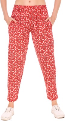 UZARUS Floral Print Women Red Track Pants