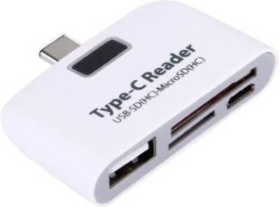 Triangle Ant 4in1 USB 3.1 Type C USB-C to USB micro USB 2.0 micro SD SDHC SDXC OTG Card Reader Adapter for Mobile Phone Type C card Reader White-B Card Reader(White)