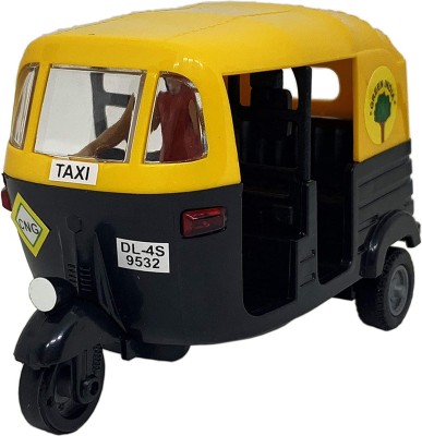 Dherik Tradworld Auto Rickshaw Toy for Kids Pull Back Action Mini Auto Rickshaw Mini for Kids(Yellow,Black)