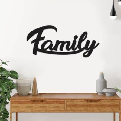 NOGAIYA Art Street Family MDF Plaque Painted Cutout Ready to Hang Home Décor Wall Art (Black) (10 inch X inch 4,(4 inch X 10 inch, Black)