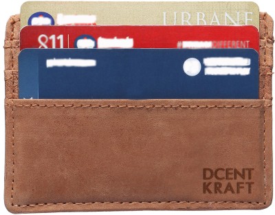 DCENT KRAFT Men & Women Casual, Evening/Party, Formal, Travel, Trendy Tan Genuine Leather Card Holder(5 Card Slots)