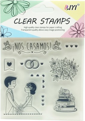 PRANSUNITA Designer Clear Rubber Blocks Stamp, Used in Textile & Block Printing, Card & Scrap Booking Making, 9 Designs in Card (Wedding Theme)