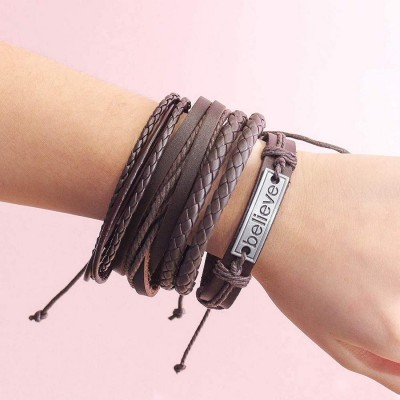 Vientiq Leather Bracelet(Pack of 4)