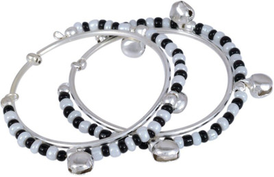morir Brass Agate Silver Kada(Pack of 2)