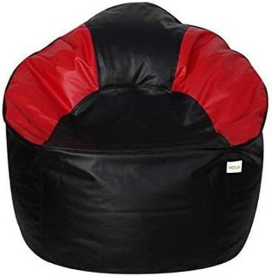 InkCraft XXXL Chair Bean Bag Cover  (Without Beans)(Red, Black)