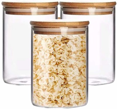 DIKUJI ENTERPRISE Glass Grocery Container  - 320 ml(Pack of 3, Clear)