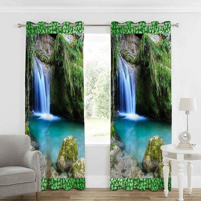 V21 DECOD 274 cm (9 ft) Polyester Room Darkening Long Door Curtain (Pack Of 2)(Printed, Green)